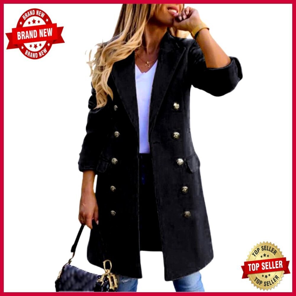 Slim Fit Wool Peacoat Double Breasted Midi Length Fall Winter Coat